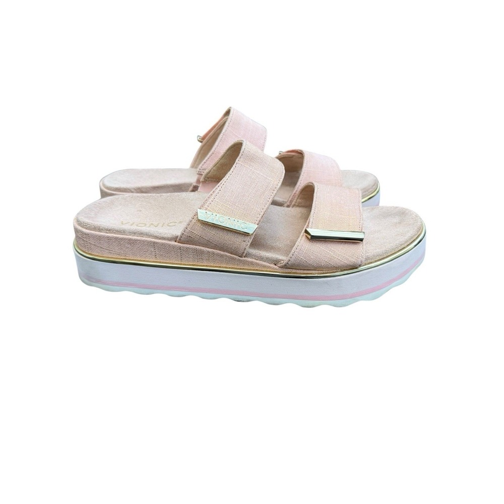 Vionic‎ Brandie Platform Sandals Women 11 Pink Excellent Orthotic Slide Shoes